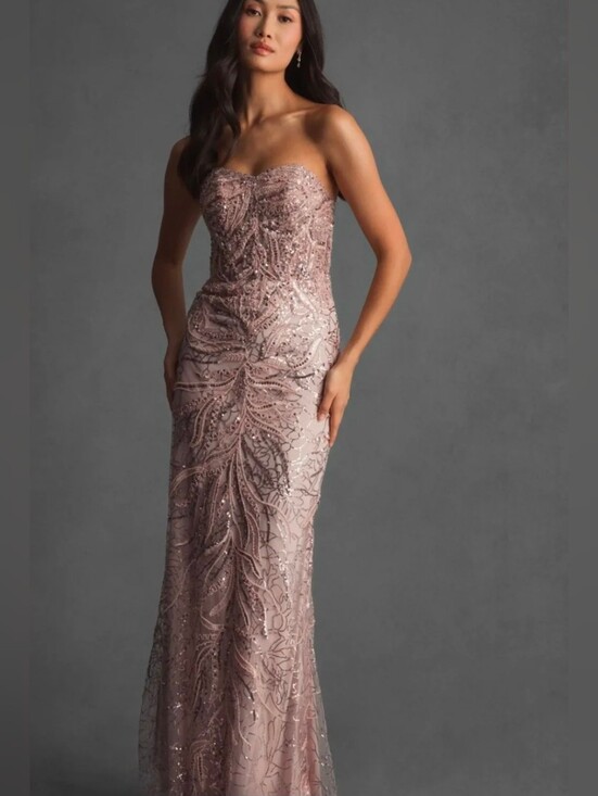 Mac Duggal Dresses & Skirts - MAC DUGGAL, Pink Beaded Sequin Strapless Trumpet Gown, Size 4, MSRP $698